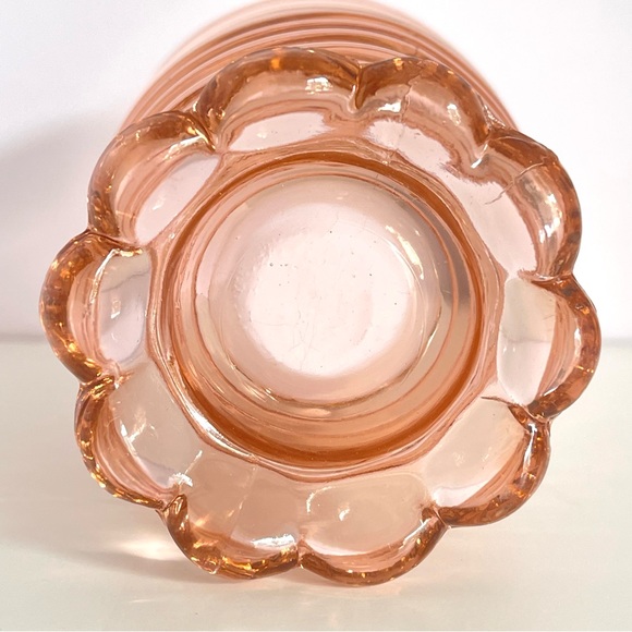 Vintage Pink Glass Tumbler Manhattan Depression Glass Art Deco MCM Glassware - Picture 5 of 13
